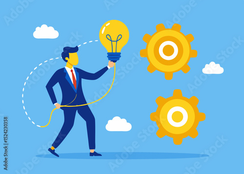 Vector illustration of a businessman with idea