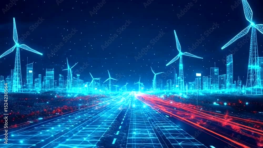 digital composite of city with glowing lines and dots