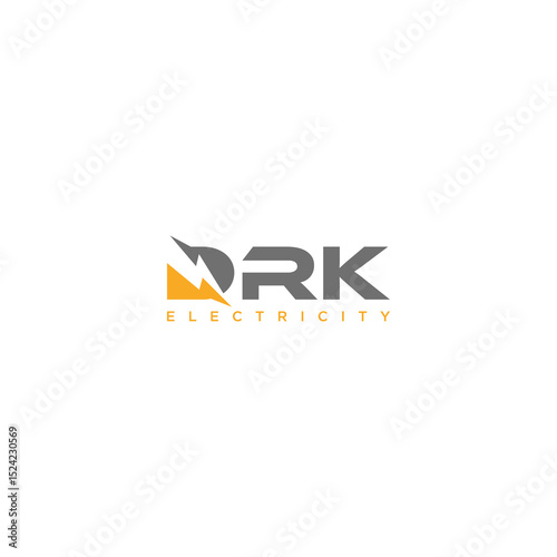 DRK Electricity Logo: Modern Grey and Yellow Initials with Lightning Bolt Design