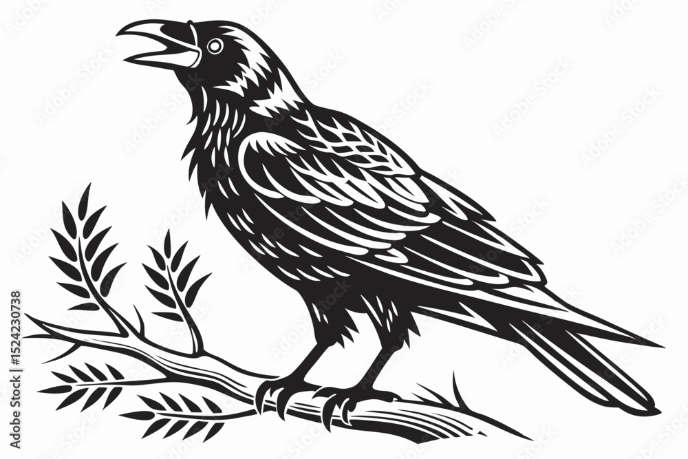 Obraz premium rook bird sihouette black vector