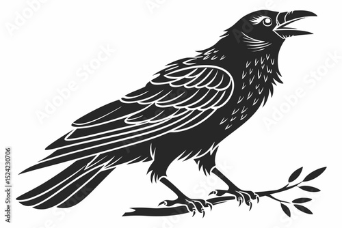 rook bird sihouette black vector