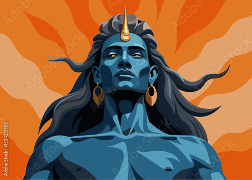 Vector illustration of lord Shiva in yoga form