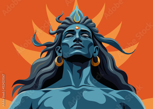 Vector illustration of lord Shiva in yoga form