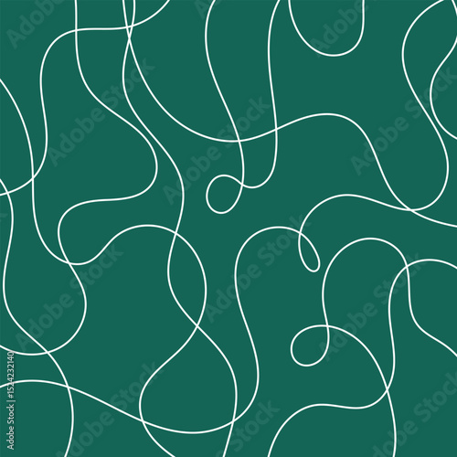Thread line seamless pattern. Curvy intersections of ropes in organic smooth print. Abstract squiggly modern background with continuous lines.
