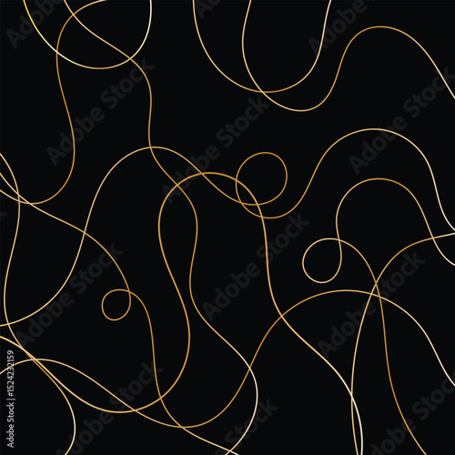 Thread line seamless pattern. Curvy intersections of ropes in organic smooth print. Abstract squiggly modern background with continuous lines.