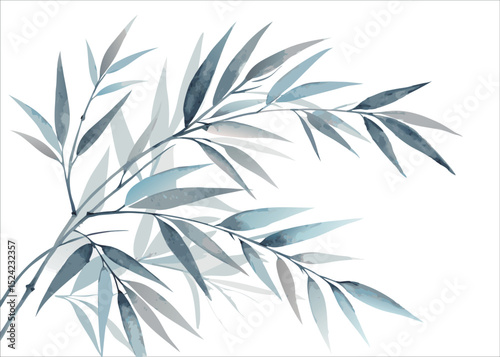 Watercolor painting of bamboo leaves art print for home decor and botanical illustration wall art design
