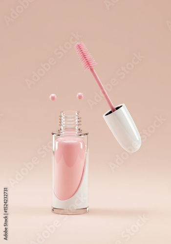 Clear Lash Serum Bottle with White Cap and Pink Spoolie Brush