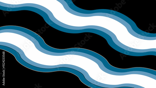 Wavy white and blue lines on a black background creating an abstract flowing river like illustration created with generated ai