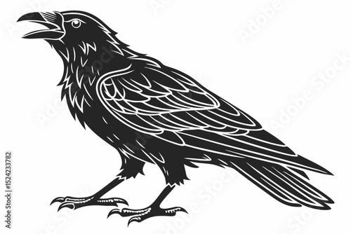 raven sihouette black vector