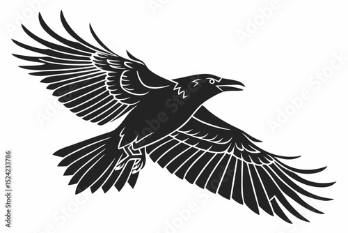 raven sihouette black vector