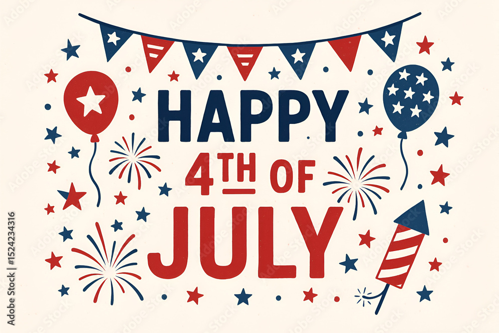 Obraz premium Happy 4th of July Celebration with US Flag