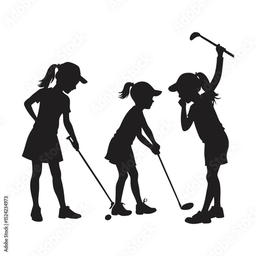 golf girl vector art silhouette