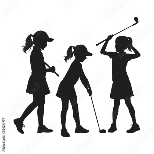 golf girl vector art silhouette