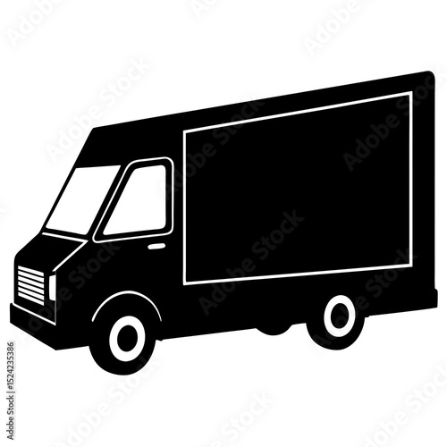 Delivery Truck Silhouette – Cargo Van and Logistics Vehicle Vector