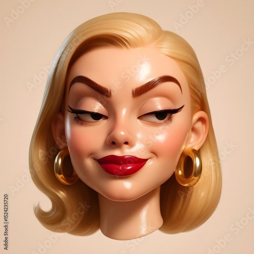 3D Glamorous Female Avatar with Mean Girl Expression
