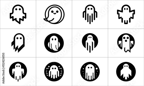 Set Of Ghost Logo Icons For Halloween