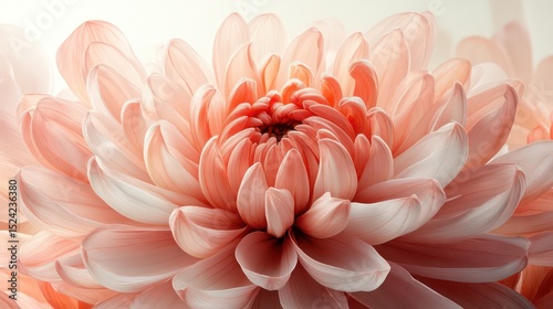 Close-up of a pink chrysanthemum with soft light on a minimalist white background.