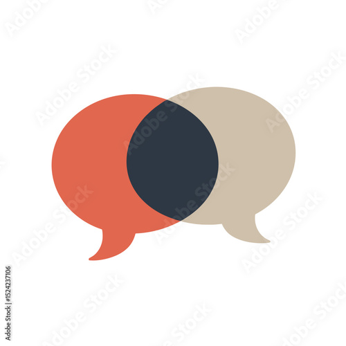 Overlapping Speech Bubbles Representing Communication and Dialogue, Flat Design Vector Illustration