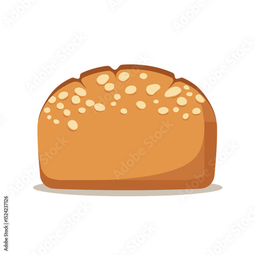 Cartoon Illustration of a Freshly Baked Bread Loaf with Seeds, Perfect for a Bakery Menu or Food Blog