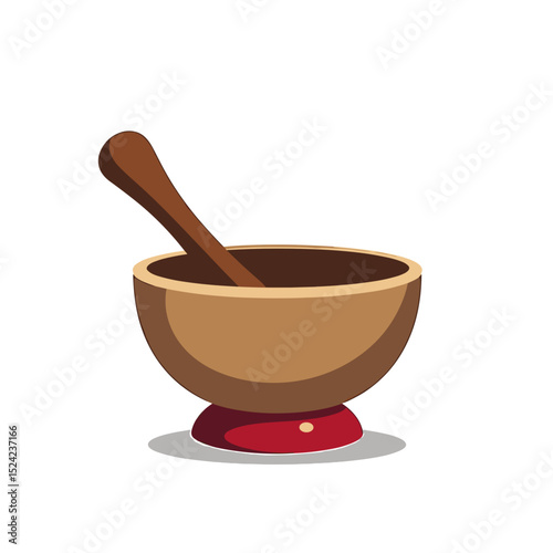 Cartoon Illustration of a Mortar and Pestle for Culinary or Medicinal Use, Simple Design