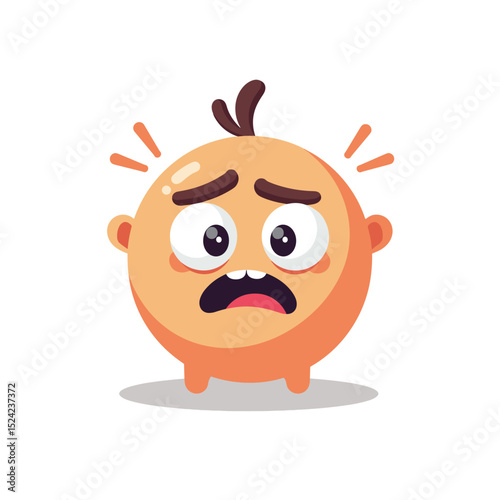 Cartoon Character Expressing Fear and Anxiety with Wide Eyes and Sweaty Brow Illustration