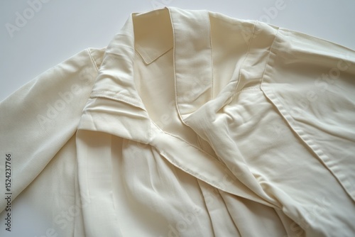 Elegant White Blouse Draped on a Neutral Surface for Fashion Context