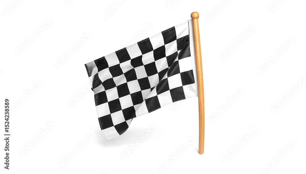 Fototapeta premium Checkered Racing Flag Isolated on White.