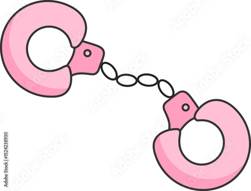 bdsm handcuffs, adult sex toy, accessories for bdsm sex games, linear black and pink icons, doodle and sketch style, hand drawing