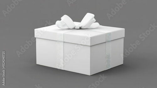Elegant White Gift Box with Beige Ribbon Bow