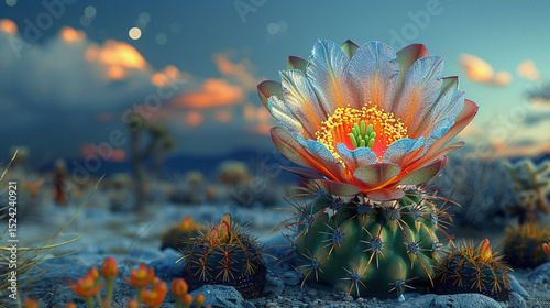 Radiant Splendor: The Nocturnal Unveiling of a Rare Cactus Blossom