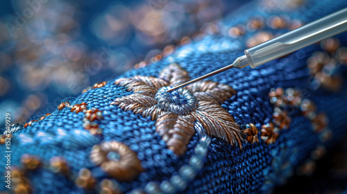 Precision in Stitching: Macro Needle Weaving Through Fabric