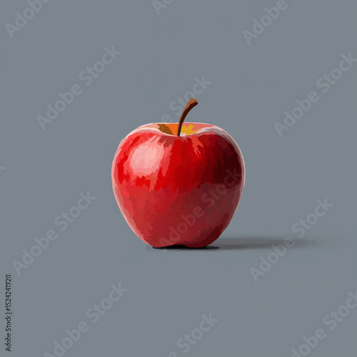 Fresh Red Apple on Light Grey Background

