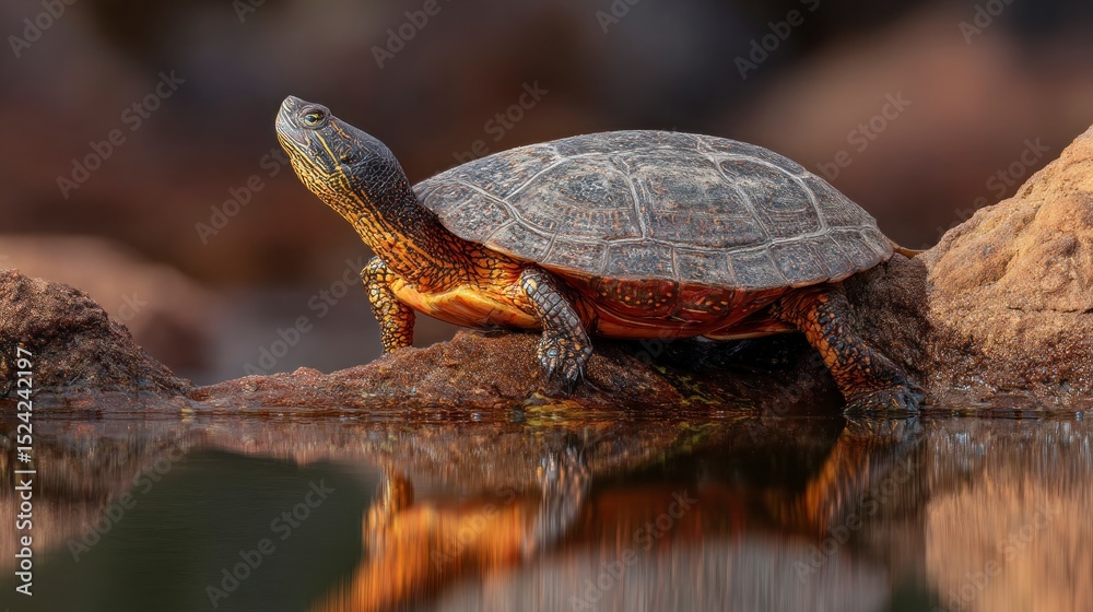 Fototapeta premium Turtle by water reflection