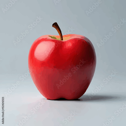 Fresh Red Apple on Light Grey Background

