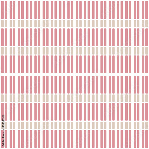Stripes pattern of pink and cream bold lines. Geometric seamless vector. Concept of pastel, softness, beige, square, cute, trendy, simple for textile, cloth texture, wrapping, decor, floor tiles.