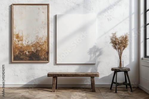 Minimalist Interior Scene with Artwork and Natural Light