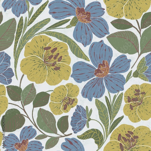 Rustic aesthetic meets botanical beauty in this seamless pattern. Perfect for cozy home decor, apparel, or inviting stationery designs. Natural, calming feel