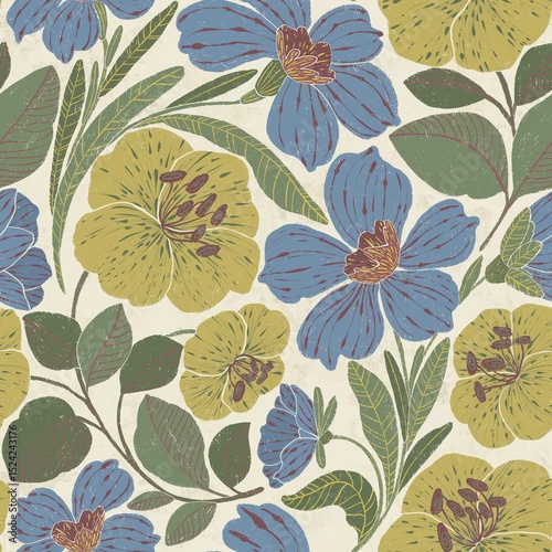 Rustic aesthetic meets botanical beauty in this seamless pattern. Perfect for cozy home decor, apparel, or inviting stationery designs. Natural, calming feel