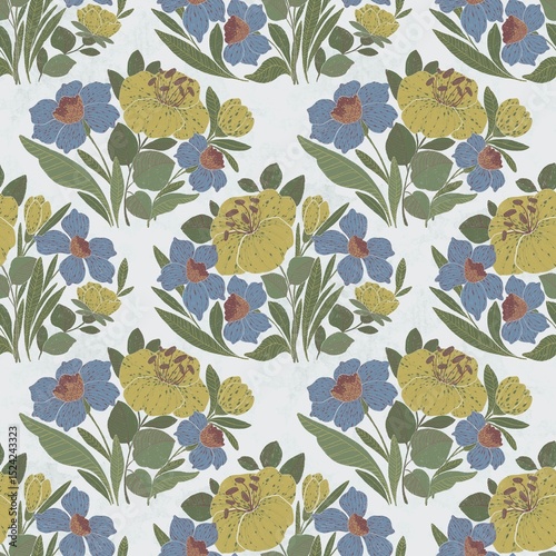 Rustic aesthetic meets botanical beauty in this seamless pattern. Perfect for cozy home decor, apparel, or inviting stationery designs. Natural, calming feel