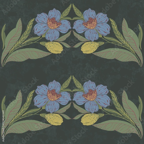 Rustic aesthetic meets botanical beauty in this seamless pattern. Perfect for cozy home decor, apparel, or inviting stationery designs. Natural, calming feel