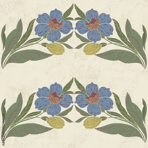 Rustic aesthetic meets botanical beauty in this seamless pattern. Perfect for cozy home decor, apparel, or inviting stationery designs. Natural, calming feel
