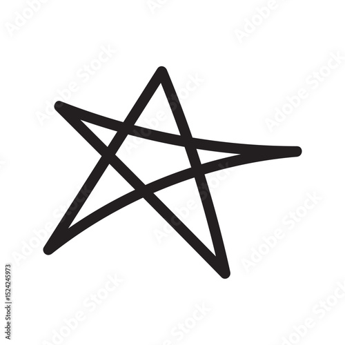 Abstract Black Line Art of A Five-Pointed Star Symbol