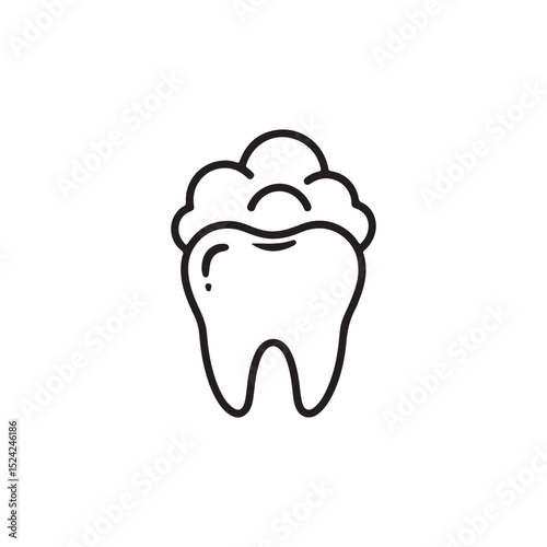 Clean Tooth with Bubbles, a Simple Dental Care Illustration