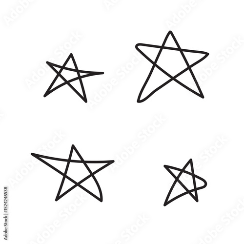 Abstract Black Line Art of A Five-Pointed Star Symbol