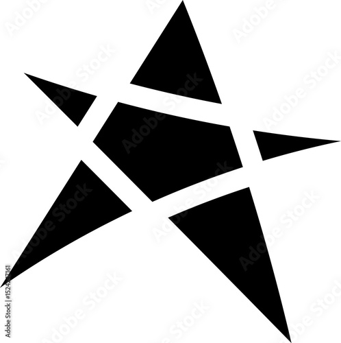 Abstract Black Line Art of A Five-Pointed Star Symbol