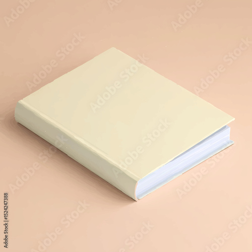 Beige Book Resting Diagonally on Peach Surface

