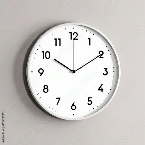 White Clock Shows Ten Past Twelve

