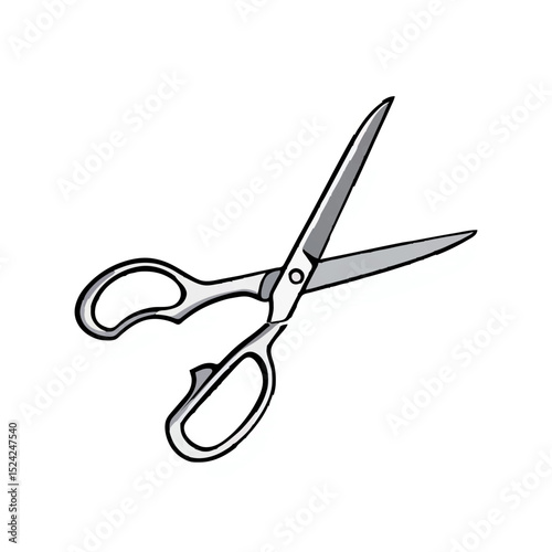 Open Scissors Sit Isolated on Grey Background

