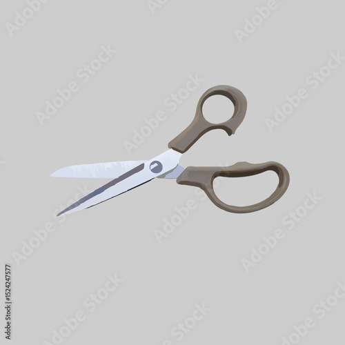 Open Scissors Sit Isolated on Grey Background

