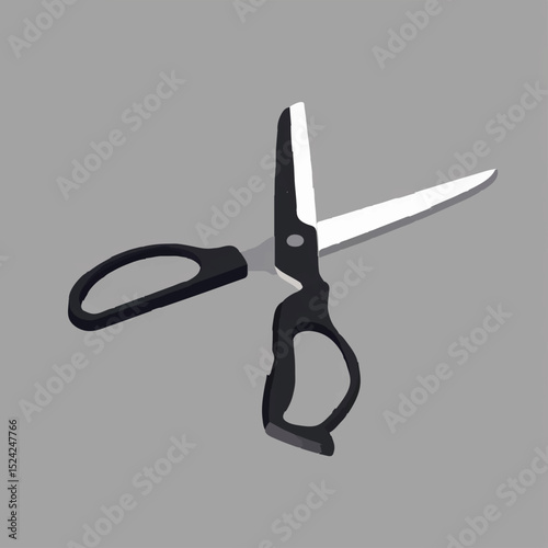 Open Scissors Sit Isolated on Grey Background

